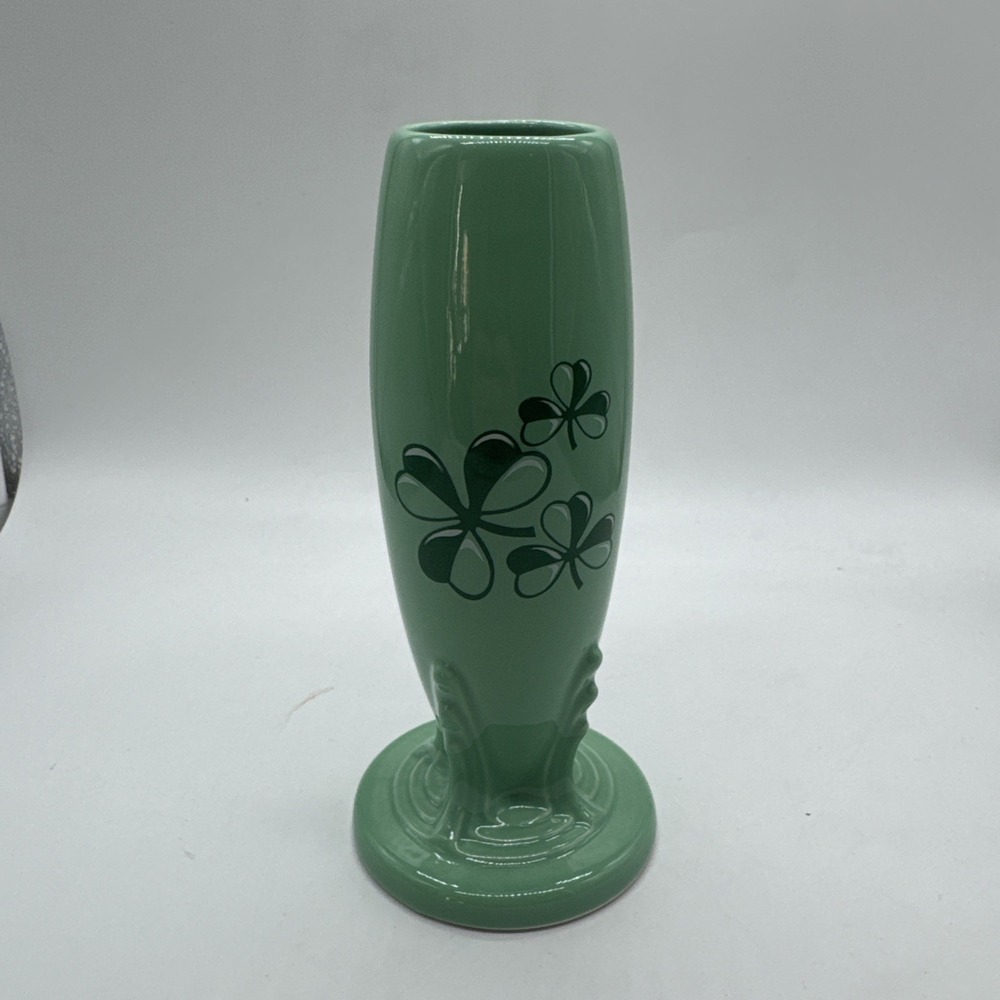 Fiesta Seamist Green Clover Bud Vase Homer Laughlin Ceramic Flower Holder